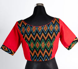 BOAT NECK BLOUSE WITH MOTIFS OF KONYAK TRIBE FROM NAGALAND