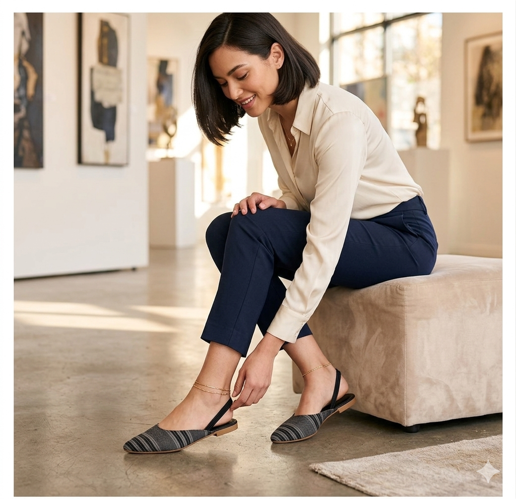 BLACK MULES WITH TRADITIONAL HANDWOVEN FABRIC NFW-B