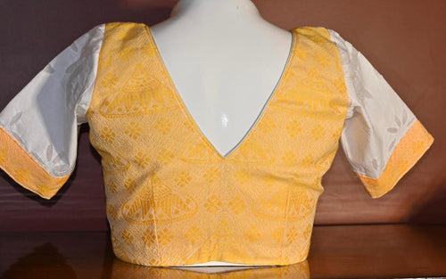 ASSAMESE JAPI DESIGNED BLOUSE   FUSED WITH APPLIQUE/CUT WORK FABRIC OF RAJASTHAN-