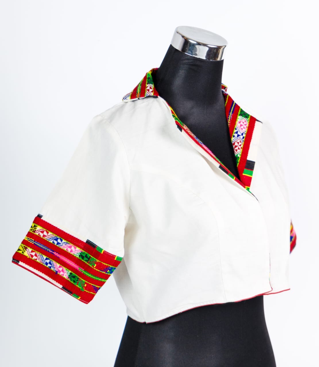 COAT COLLARED NECK BLOUSE WITH TRADITIONAL MOTIFS OF MIZORAM