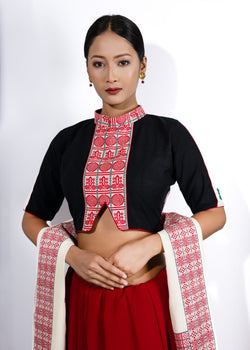 MANDARIN NECK BLOUSE WITH MOTIFS OF ARUNACHAL