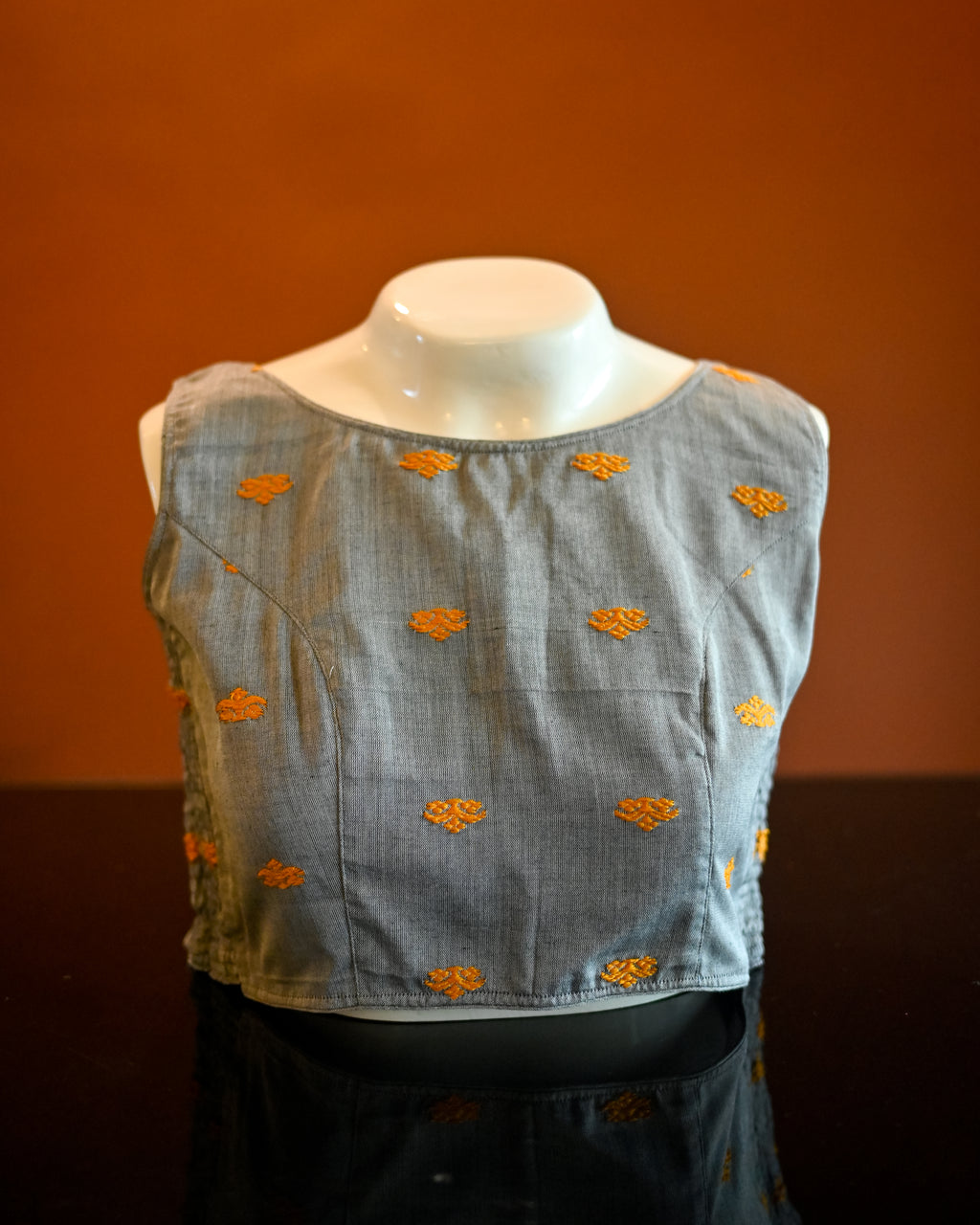 BOAT NECK STRETCHLINE BLOUSE IN BUTA DESIGN