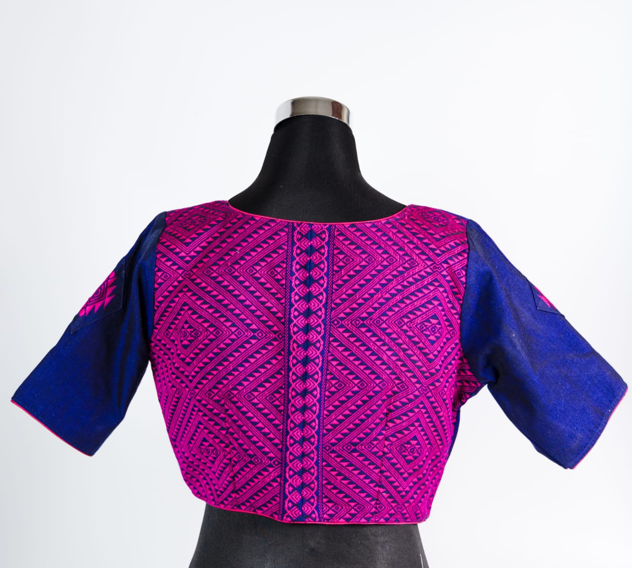 Sweetheart Neck Blouse with Karbi Traditional Motif