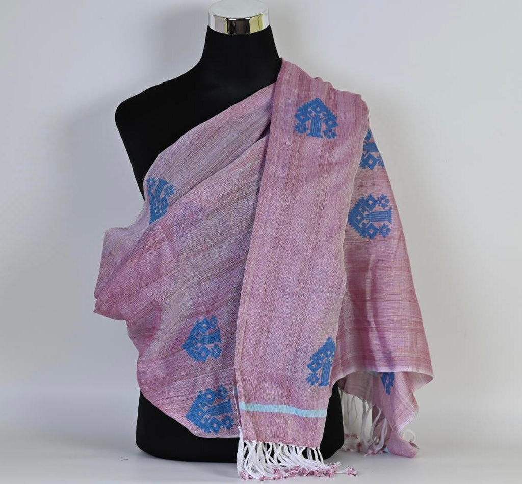 Hand Woven Stole With Tradional Motifs of Assam