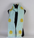 Hand- Woven Cotton Stole With Assamese Motifs