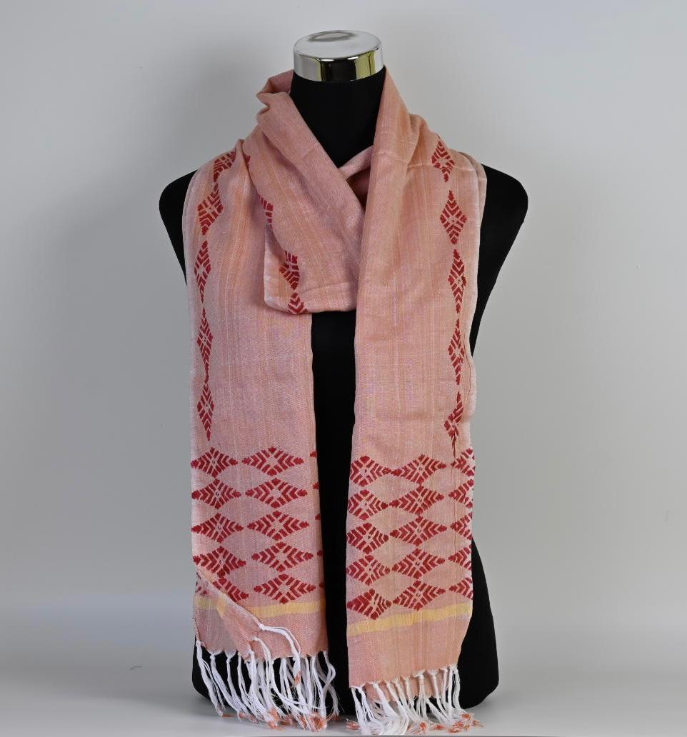 HAND BLOCK PRINTED COTTON STOLE WITH ASSAMESE MOTIFS