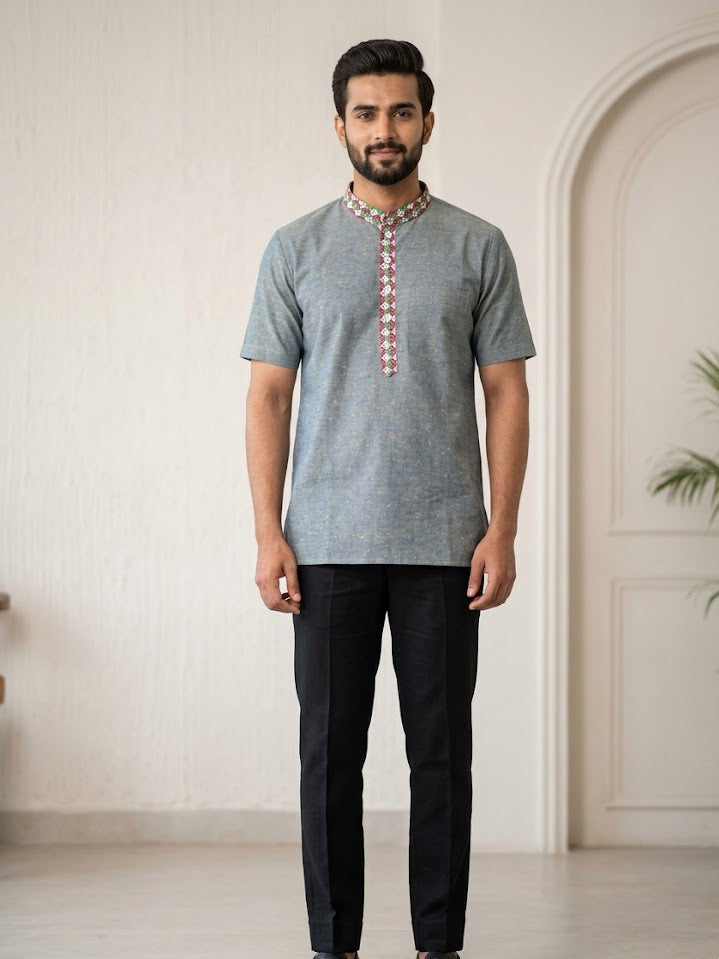 SHORT KURTA/SHIRT WITH TRADITIONAL MOTIFS OF ASSAM