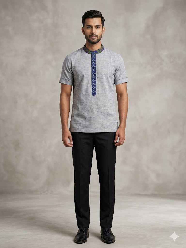 SHORT KURTA/ SHIRT WITH TRADITIONAL MOTIFS OF ASSAM