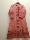 Long Cotton Shrug With Traditional Motifs