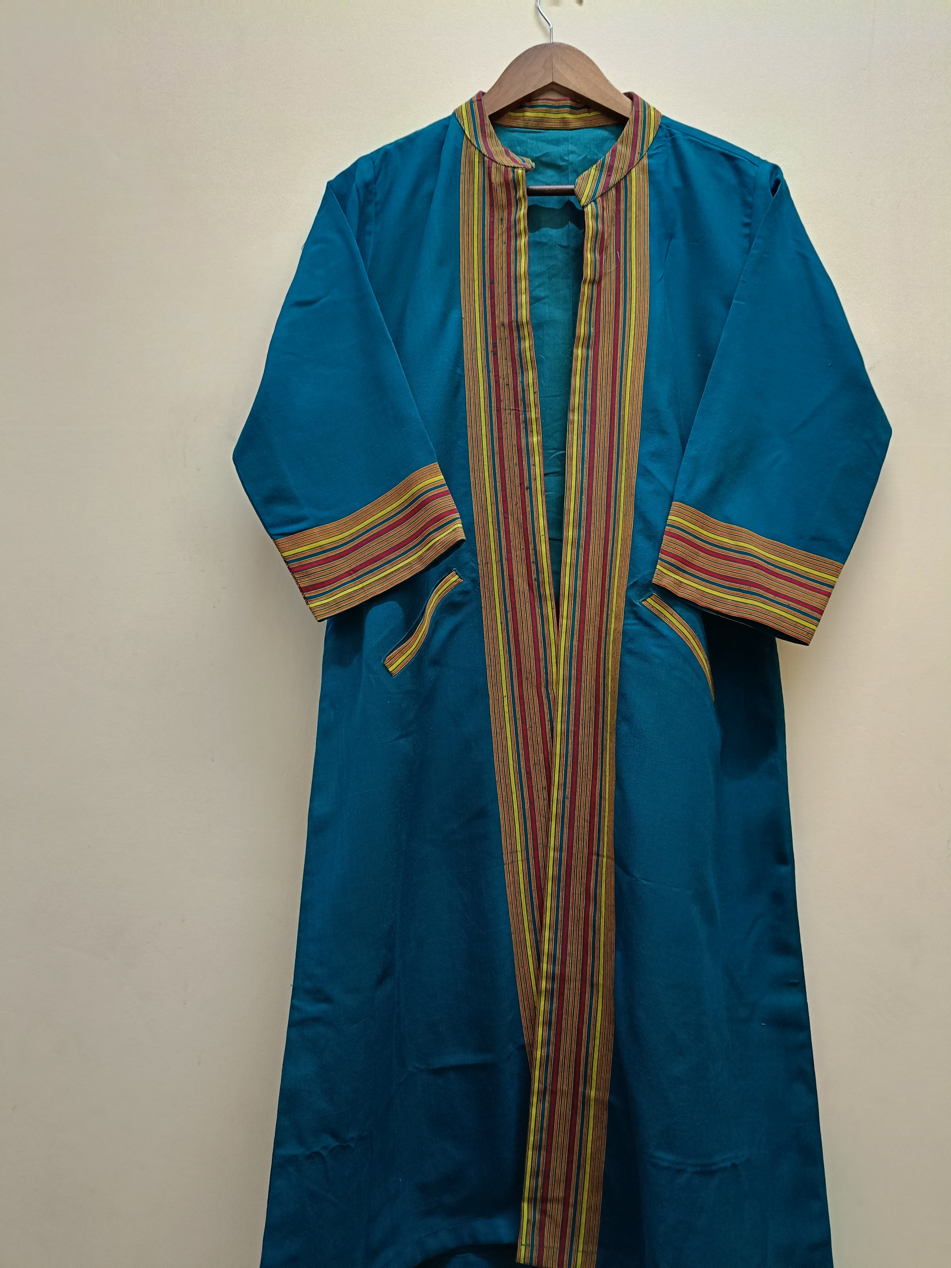 Long Cotton Shrug with Traditional Motifs