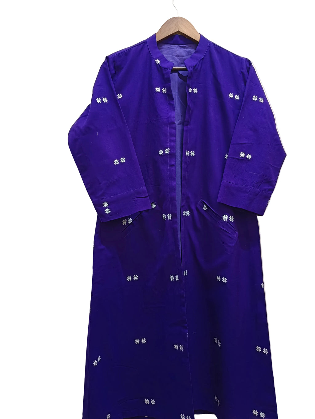 Long Cotton Shrug With Traditional Motifs