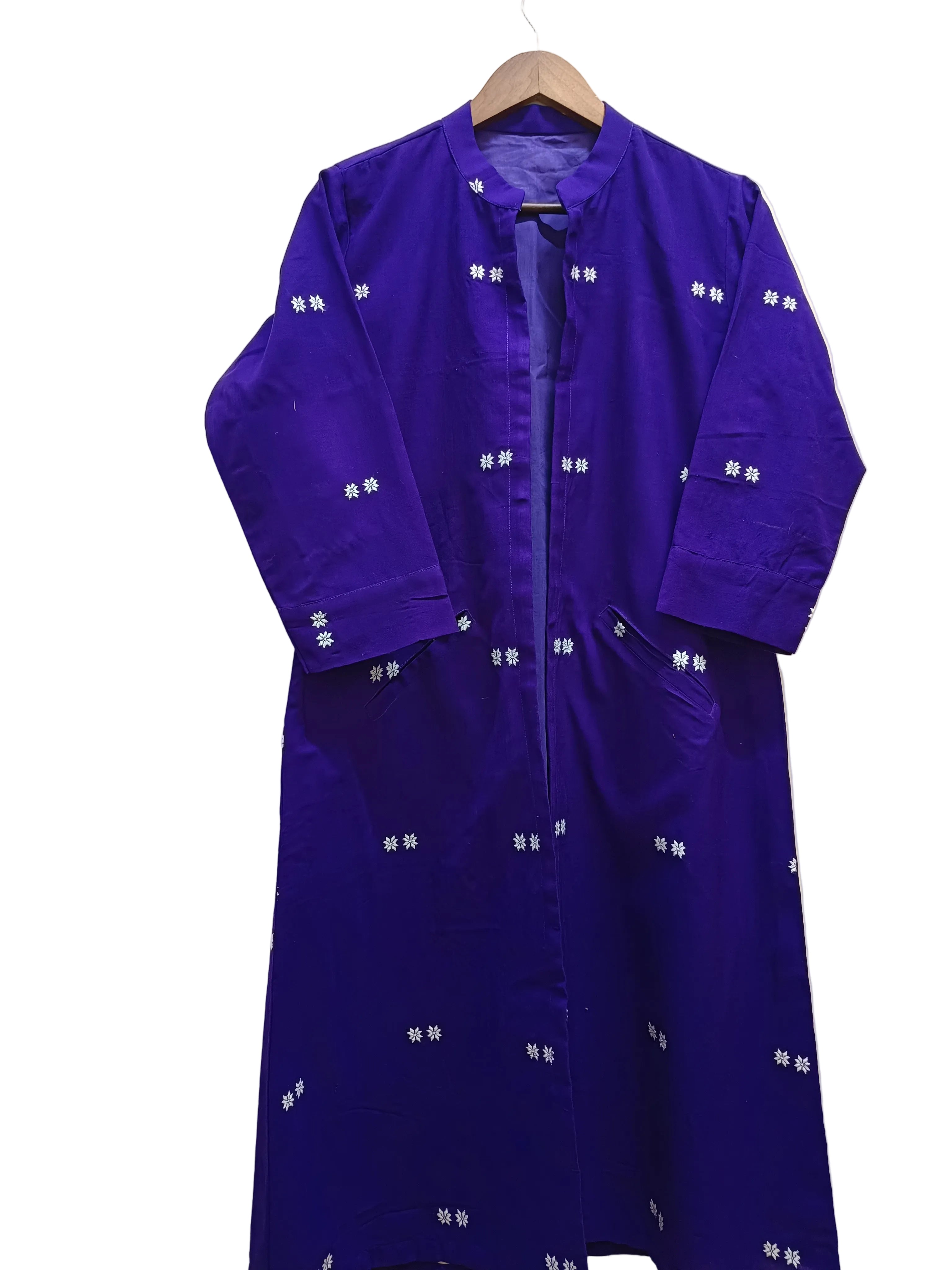 Long Cotton Shrug With Traditional Motifs