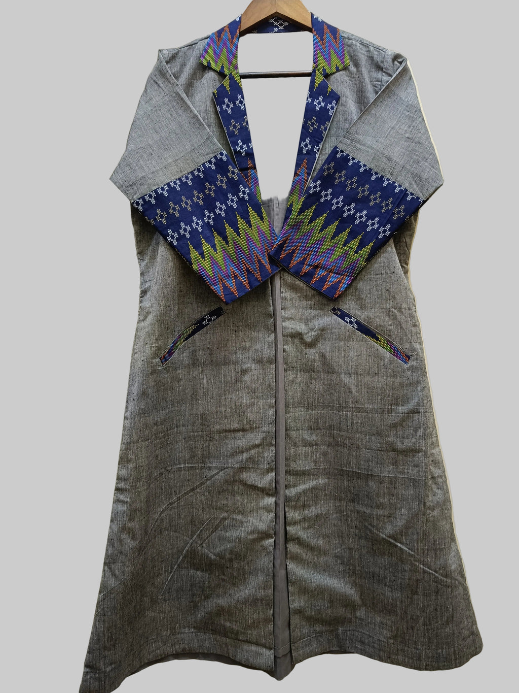 Long Cotton Shrug With Traditional Motifs