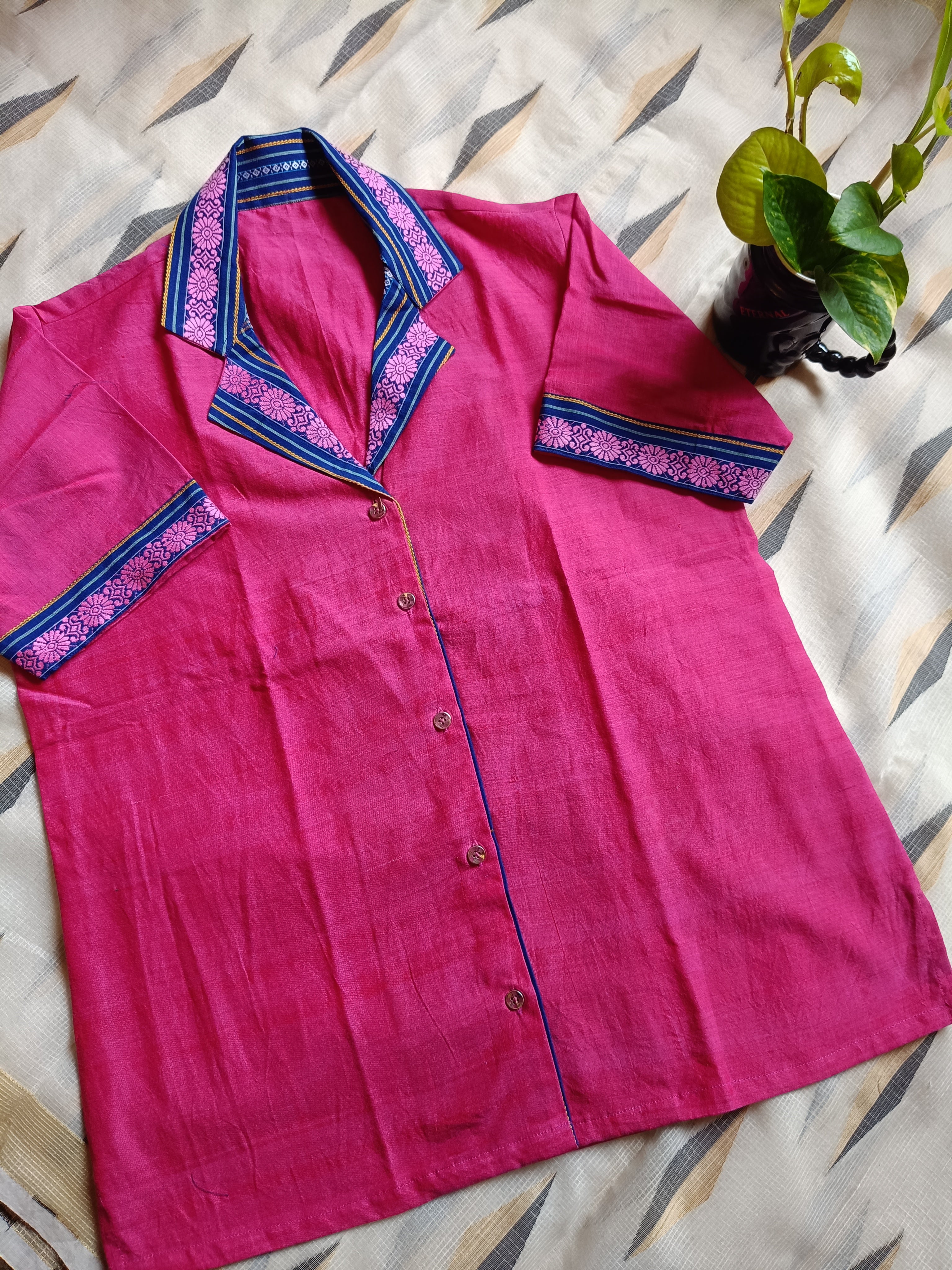 PINK COAT COLLAR  COTTON TOP