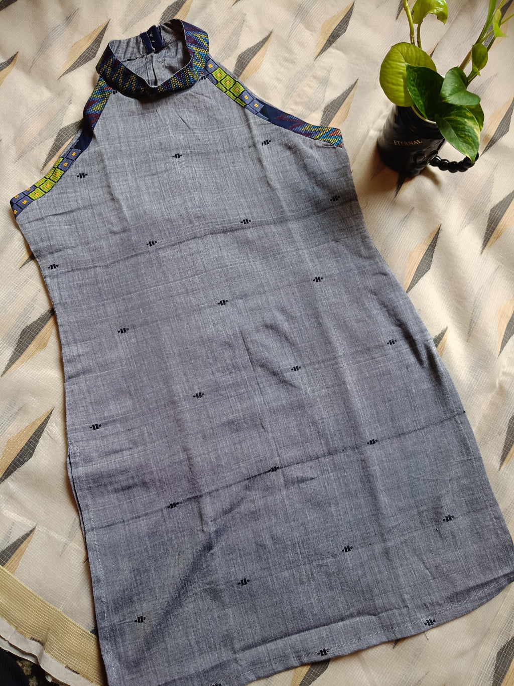 GREY HALTER NECK KURTI