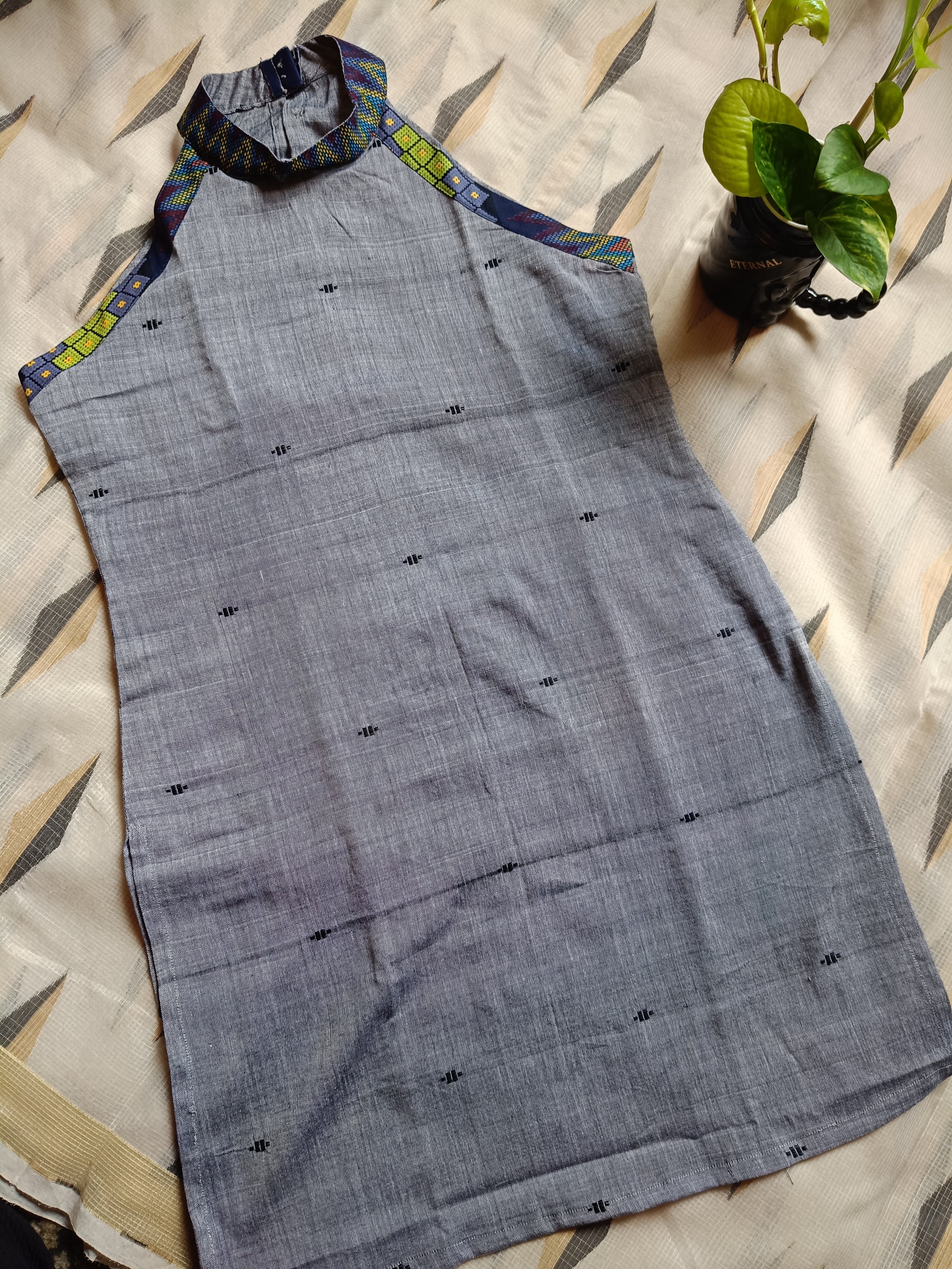 GREY HALTER NECK KURTI