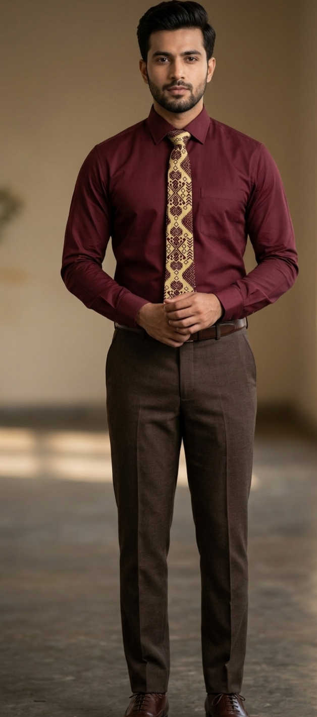 Men's Tie with Traditional Motifs of Assam