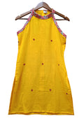 YELLOW HALTERNECK  COTTON  KURTI