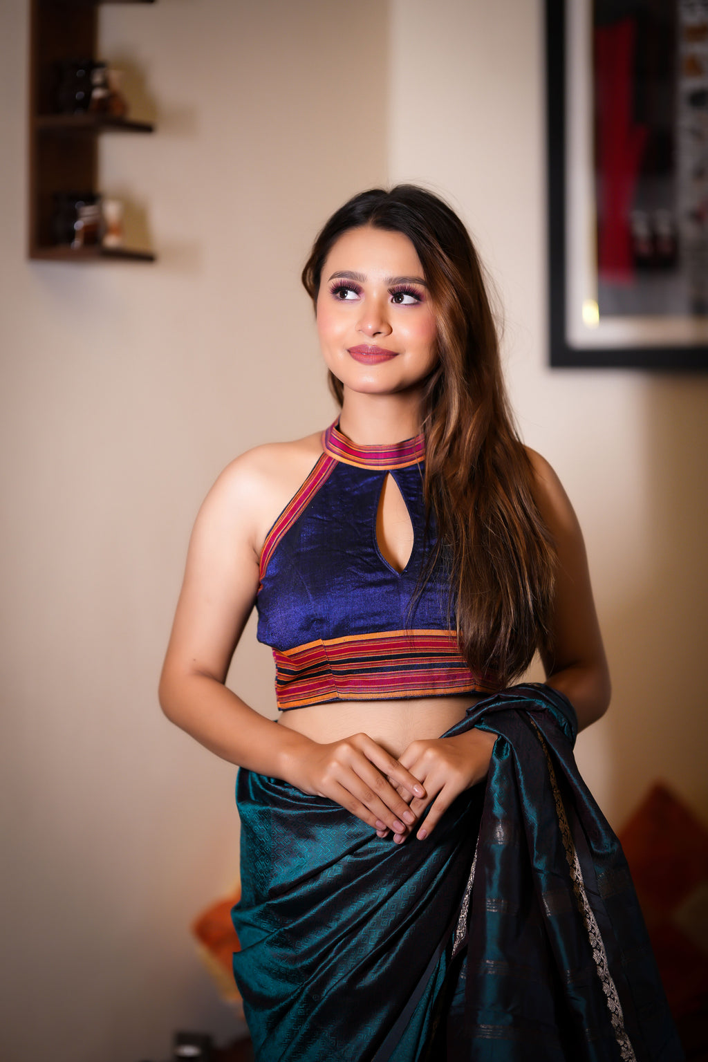 HALTERNECK BLOUSE WITH TIWA MOTIF