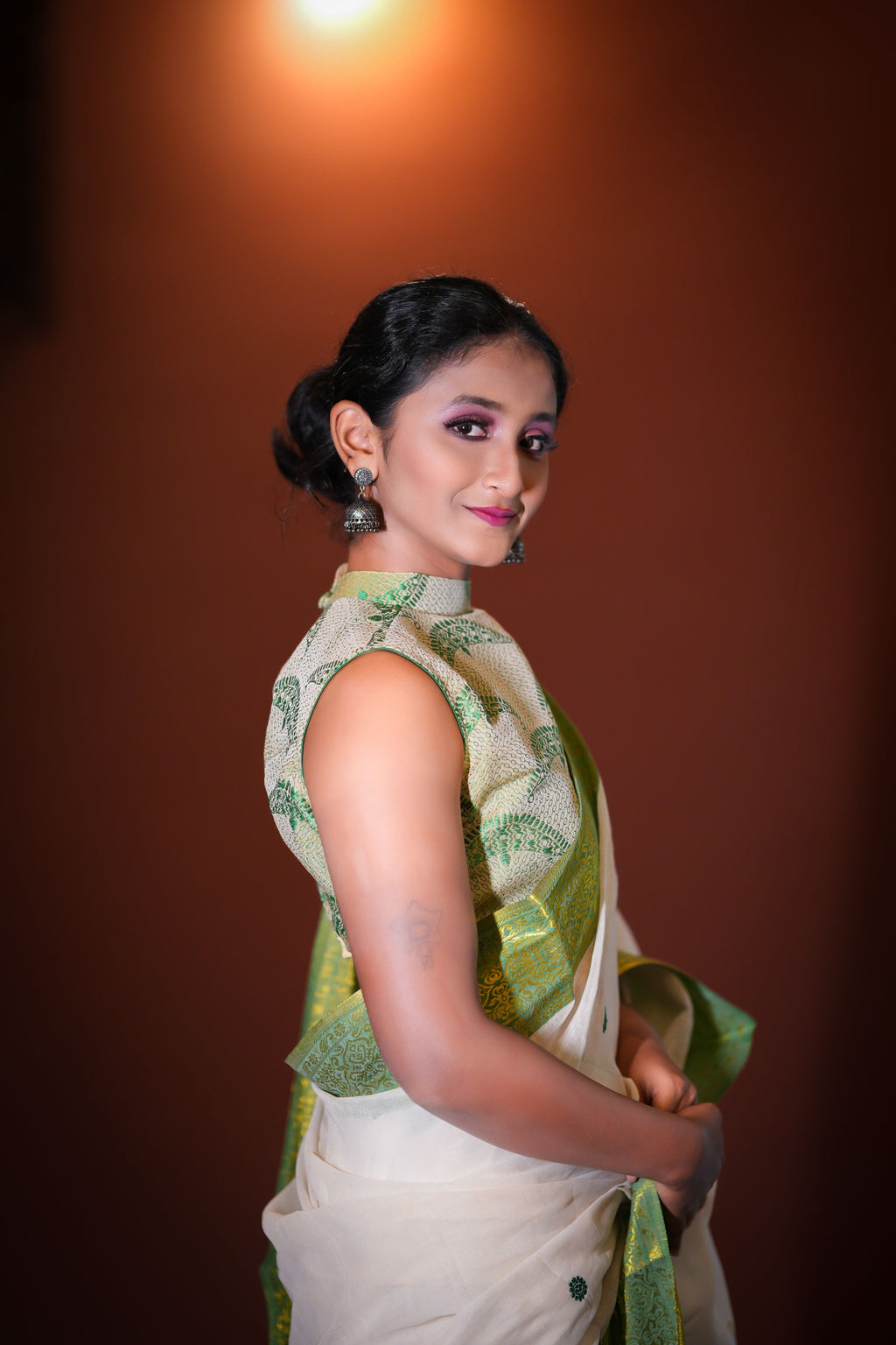 MANDARIN NECK BLOUSE WITH JOON BIRI MOTIF