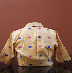 COLLARED NECK BLOUSE WITH GOS BUTA MOTIF