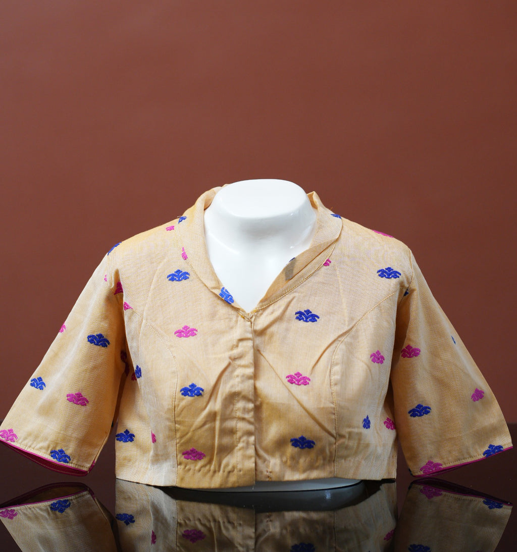 COLLARED NECK BLOUSE WITH GOS BUTA MOTIF