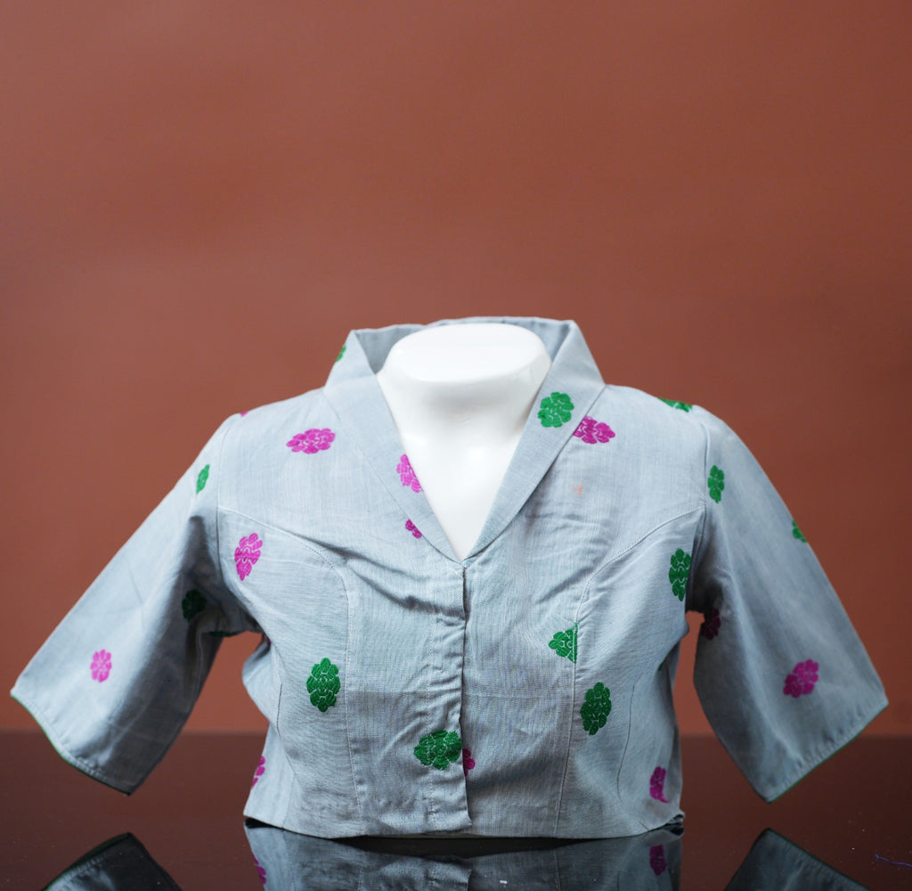 COLLARED NECK ASSAMESE GOS BUTA DESIGNED BLOUSE