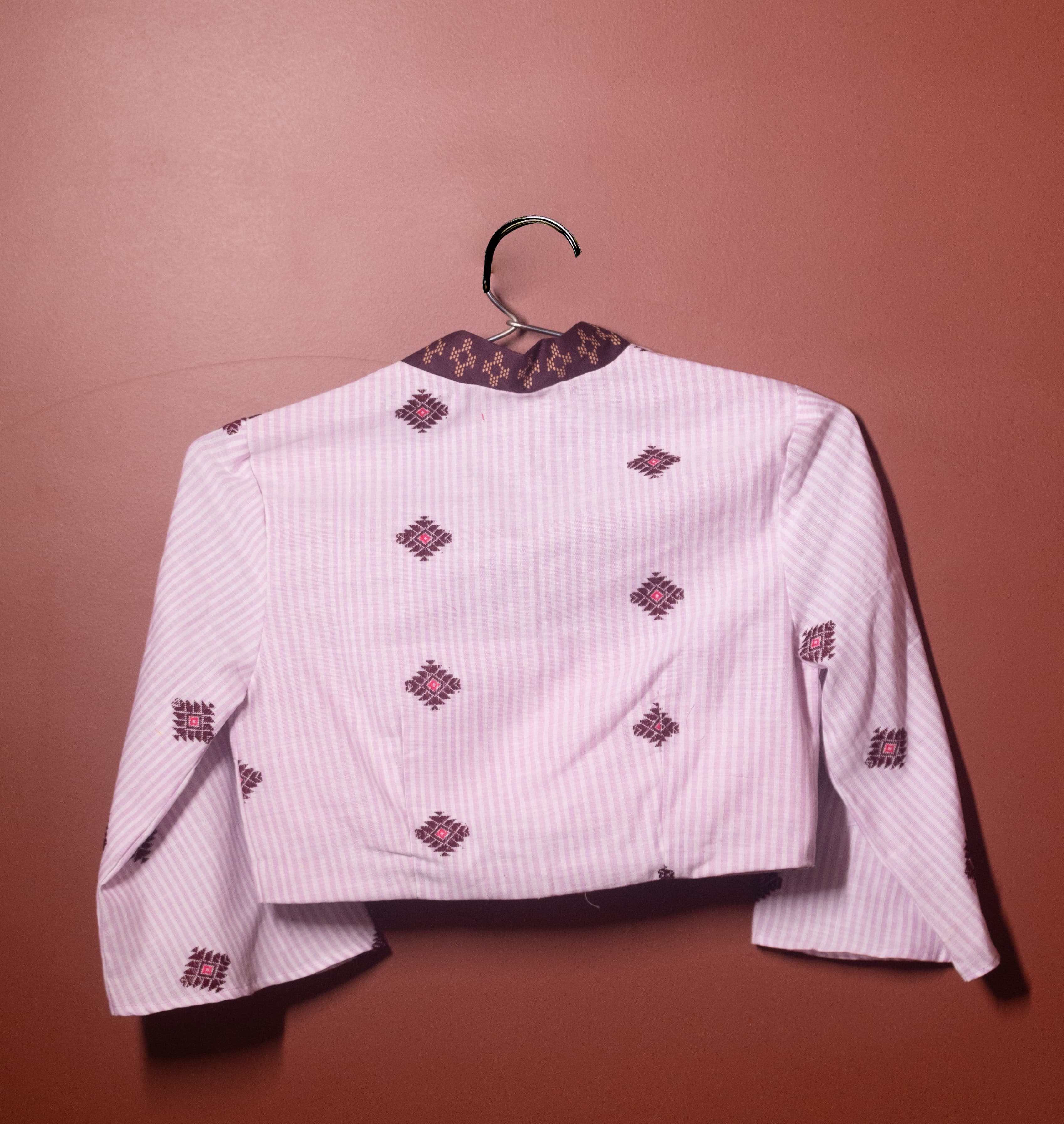 COLLARED-NECK BLOUSE WITH ASSAMESE TRADITIONAL MOTIF