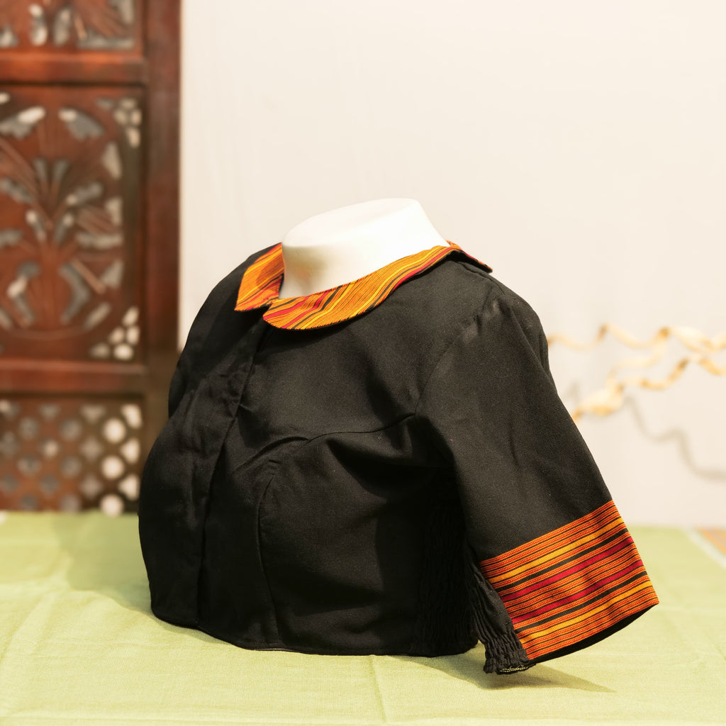 COLLARED NECK STRETCHLINE BLOUSE WITH TIWA MOTIF