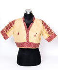 TRADITIONAL ASSAMESE DESIGNED V- NECK BLOUSE.