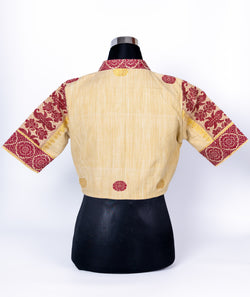 TRADITIONAL ASSAMESE DESIGNED V- NECK BLOUSE.