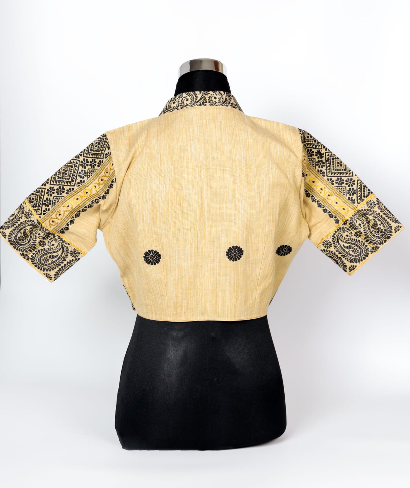 TRADITIONAL ASSAMESE DESIGNED V- NECK BLOUSE.