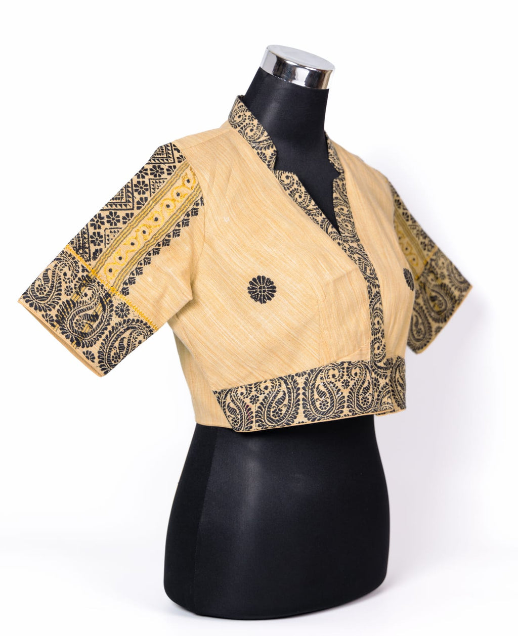 TRADITIONAL ASSAMESE DESIGNED V- NECK BLOUSE.