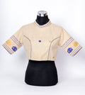 TRADITIONAL ASSAMESE GOS BUTA DESIGNED MANDARIN NECK BLOUSE.