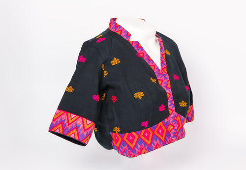BLACK COLLARED ASSAMESE GOS BUTA DESIGNED BLOUSE