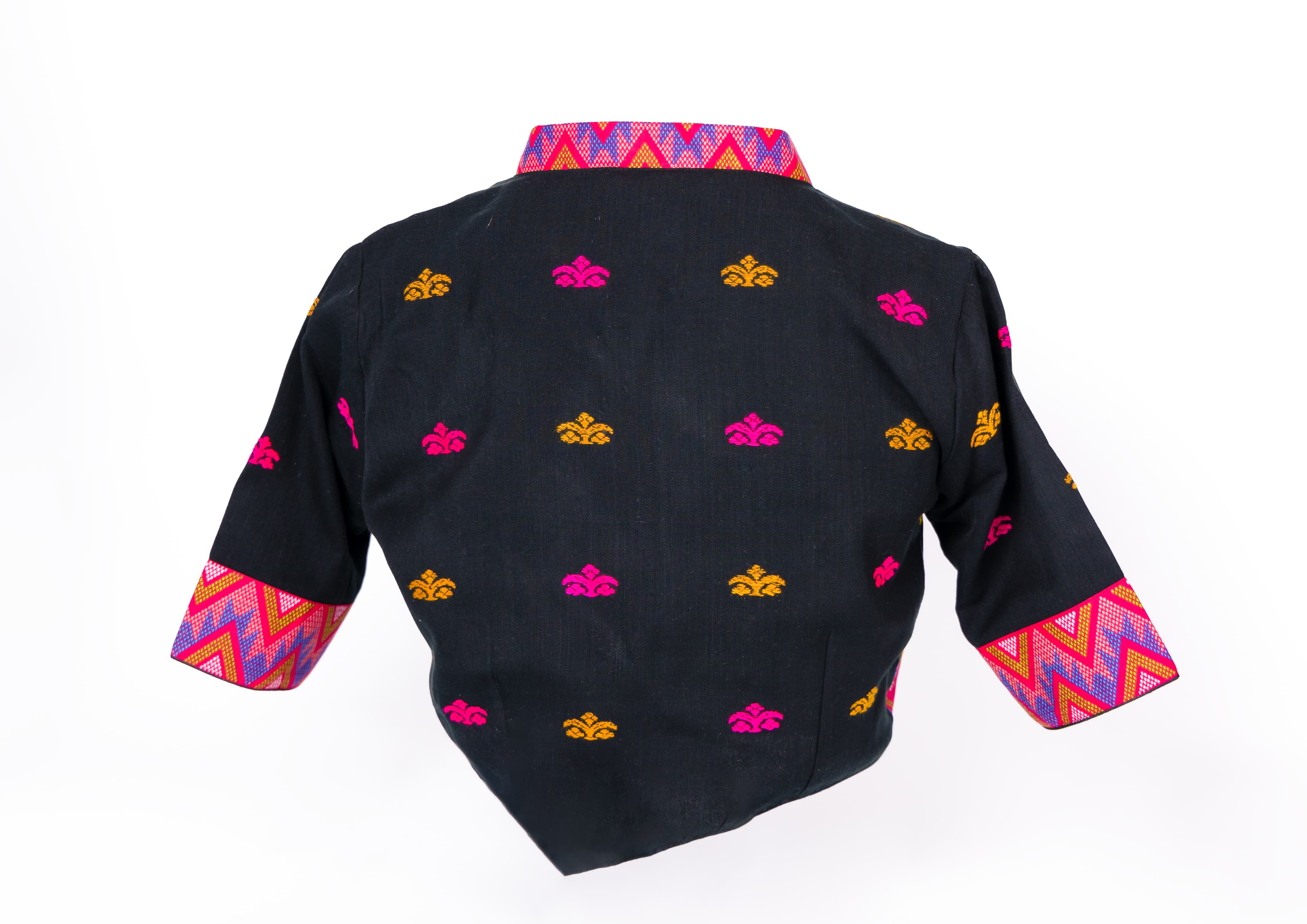 BLACK COLLARED ASSAMESE GOS BUTA DESIGNED BLOUSE