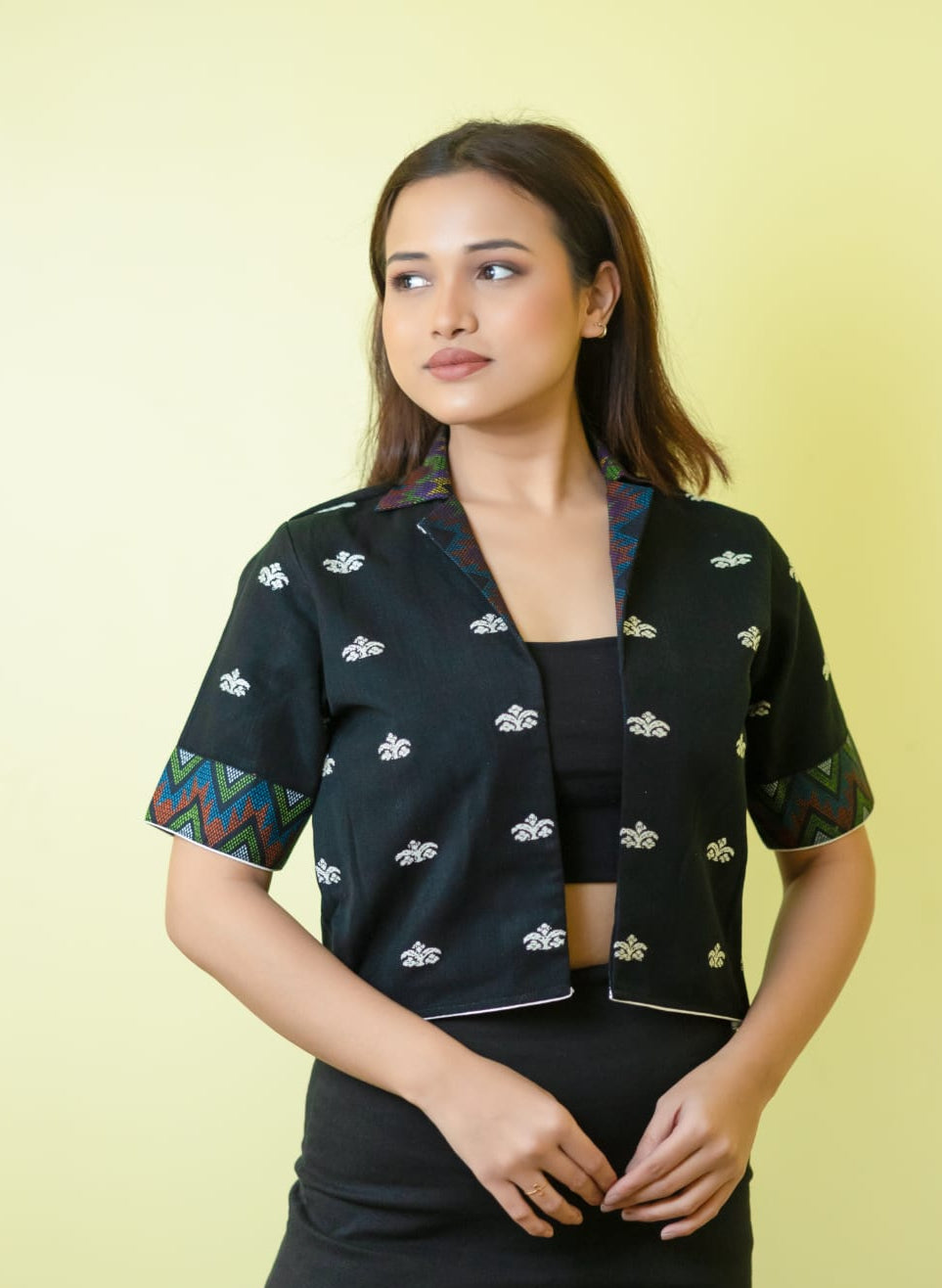 Assamese Traditional inspired Crop Shrug.