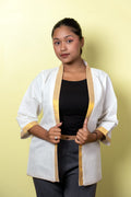 White Shrug with Assamese traditional motifs.