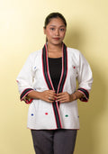 White Shrug with Assamese traditional motifs.