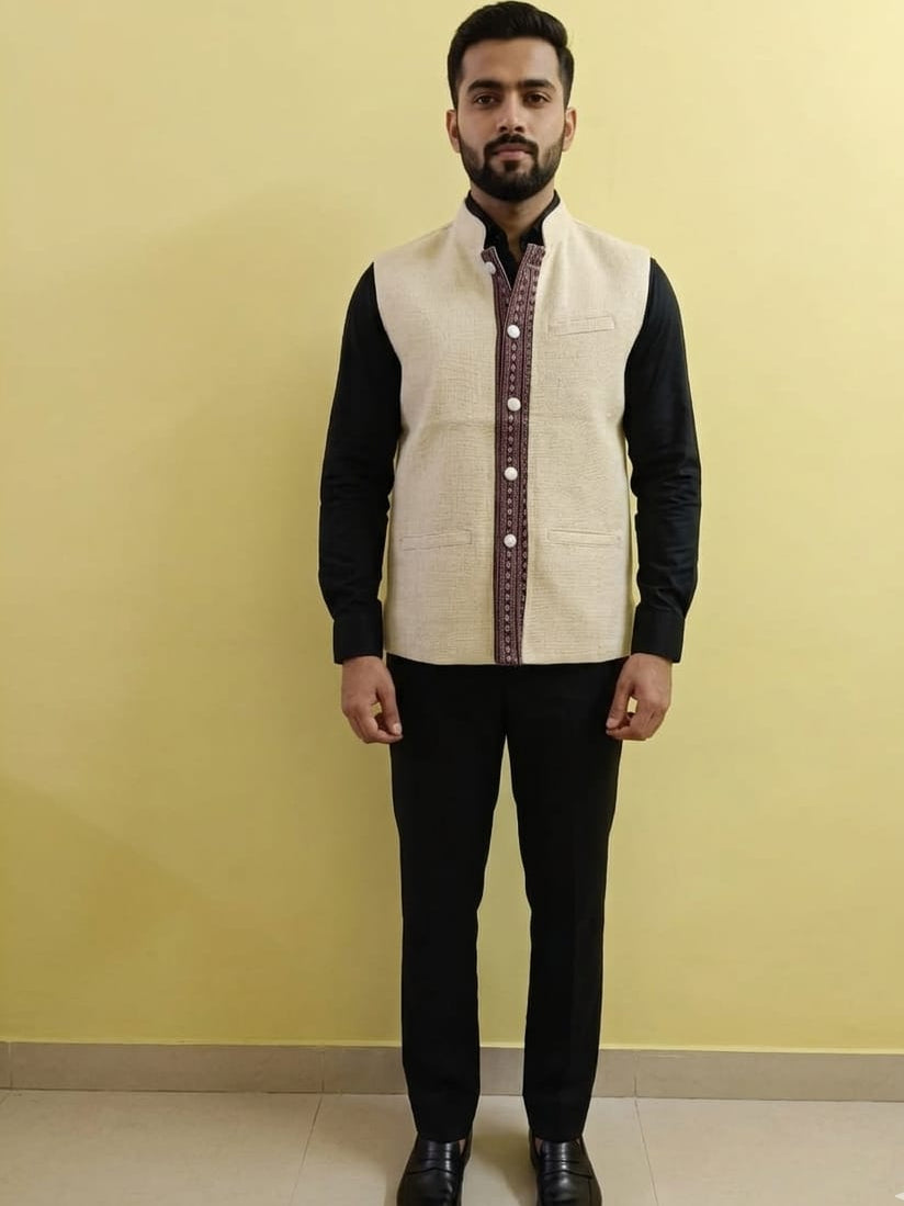 HANDLOOM COTTON NEHRU JACKET FOR MEN