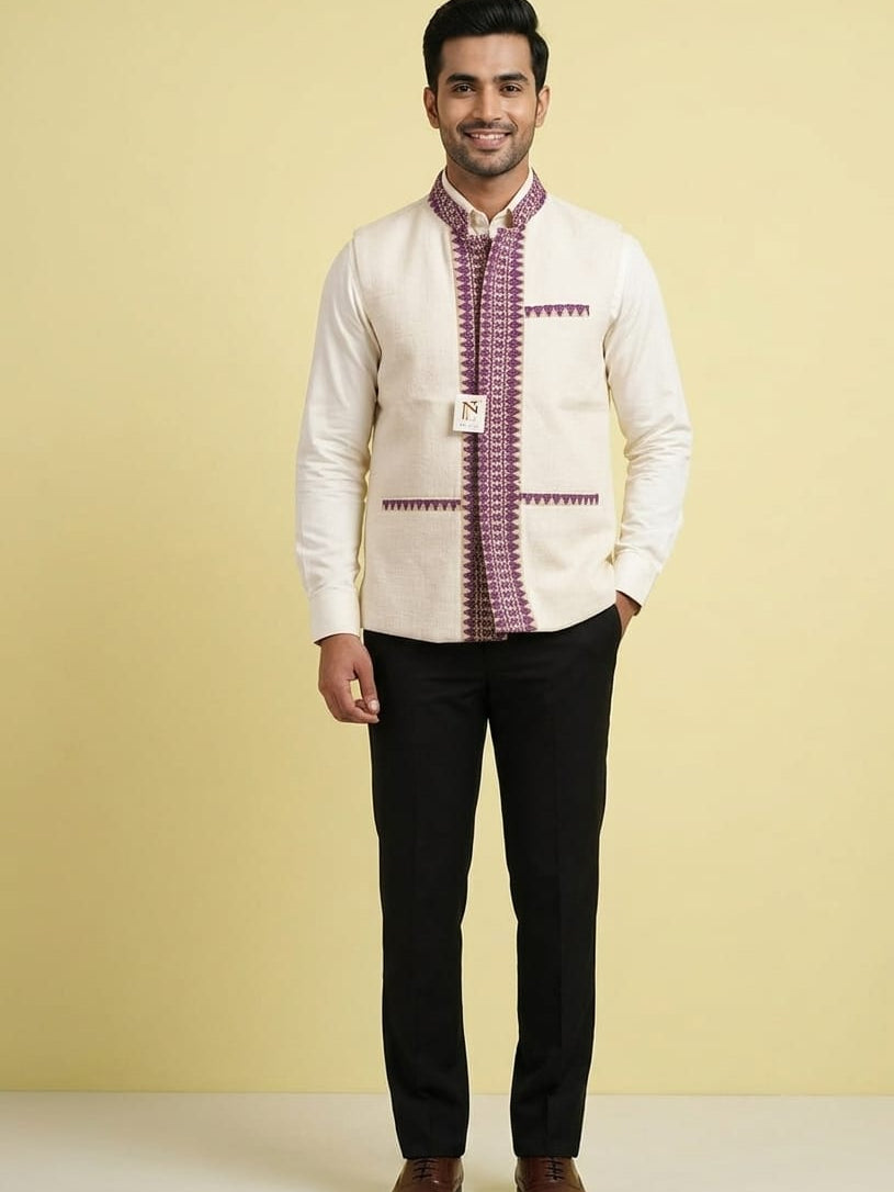 HANDLOOM COTTON NEHRU JACKET FOR MEN