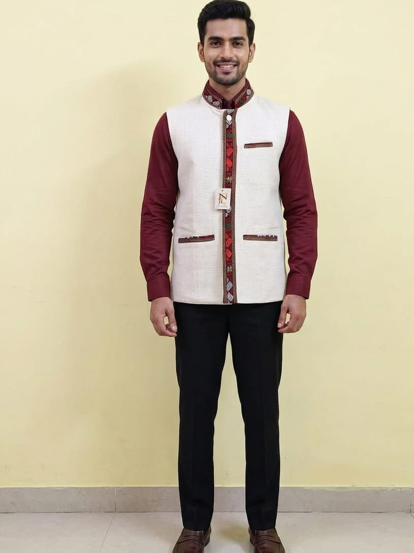 HANDLOOM COTTON NEHRU JACKET FOR MEN