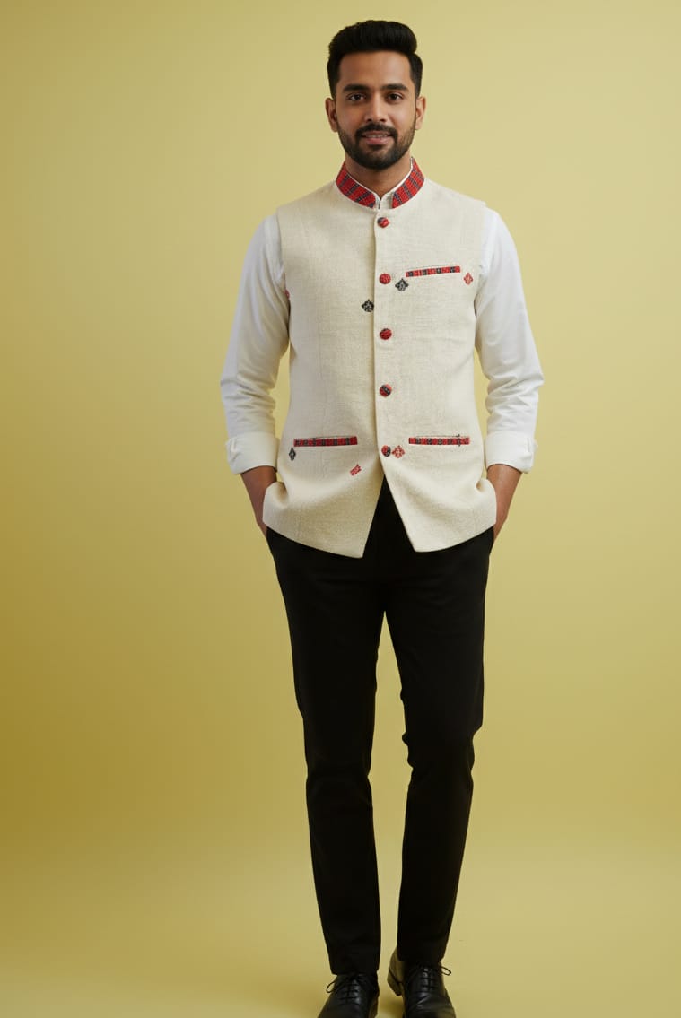 HANDLOOM COTTON NEHRU JACKET FOR MEN