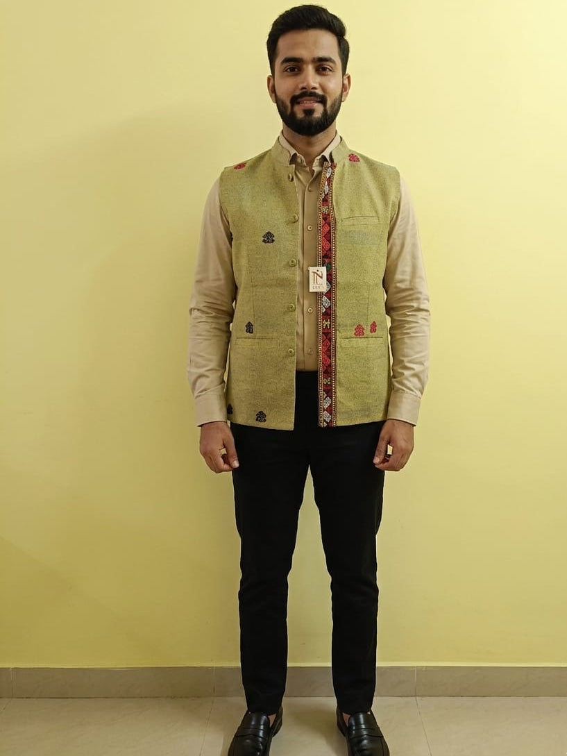HANDLOOM COTTON NEHRU JACKET FOR MEN