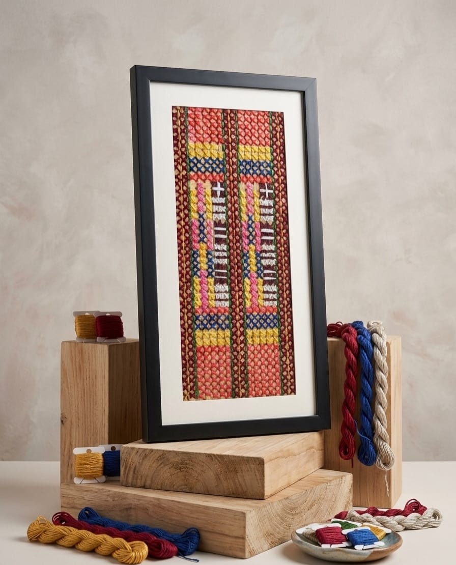 Handcrafted Traditional Embroidery Textile Wall Art – Framed Heritage Craft Decor
