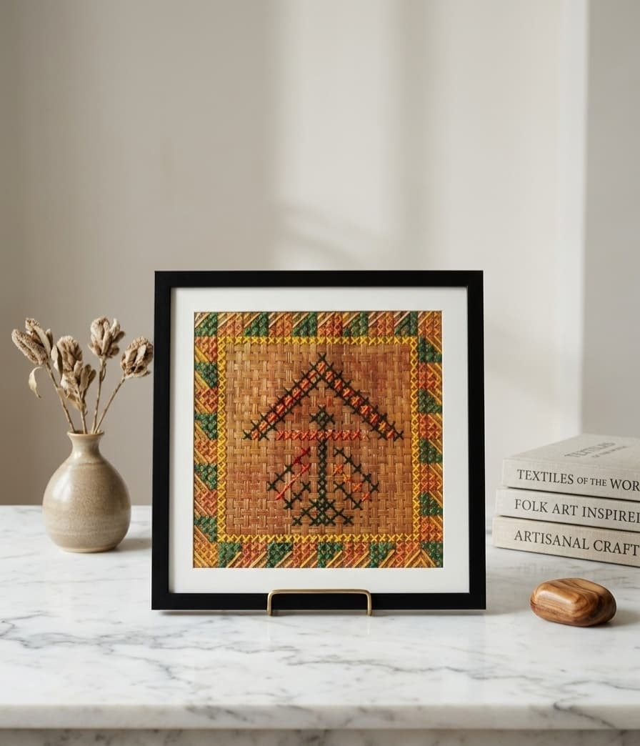 Aaranya – Traditional Geometric Textile Art | Framed Heritage Wall Decor
