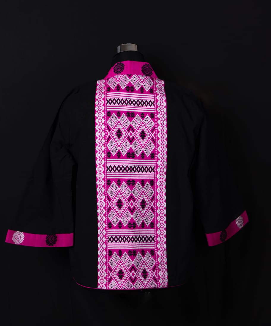 JACKET STYLE BLOUSE WITH TRADITIONAL ASSAMESE GOS BUTA AND KARBI MOTIF