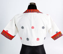 WHITE COLLARED ASSAMESE GOS BUTA DESIGNED BLOUSE