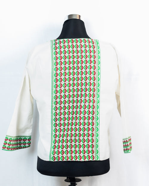 JACKET STYLE BLOUSE WITH TRADITIONAL ASSAMESE MOTIF
